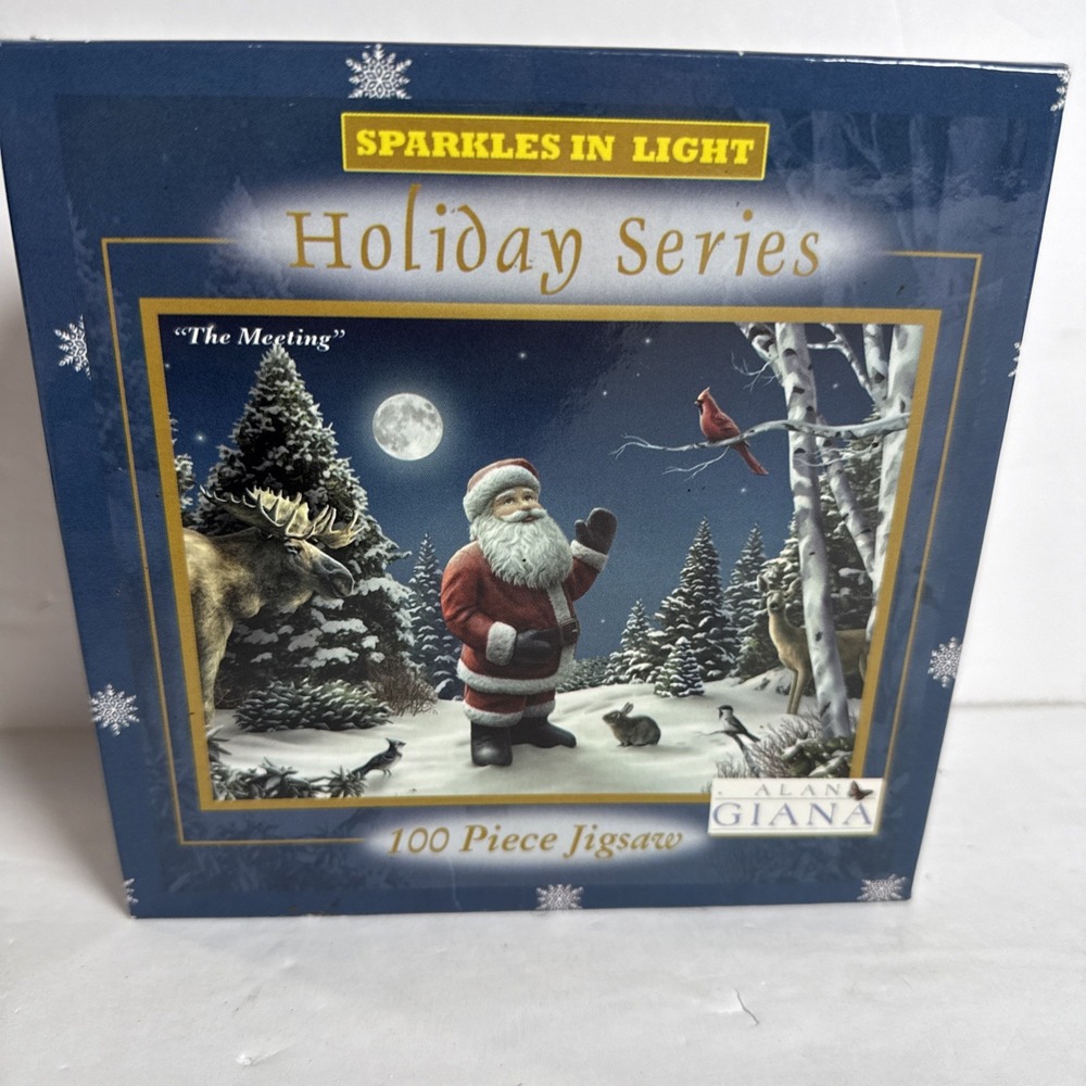 Alan Giana "The Meeting" Puzzle 500 Piece Holiday Series Santa Animals Woodlands